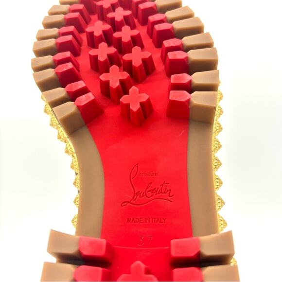 NIB Christian Louboutin Yeti Donna Shearling Sheep Fur Studded Lug Boots 37 - Picture 9 of 9